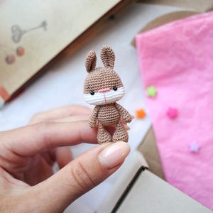 Handcrafted Mini Brown Rabbit - Cute Gift for Daughter or Sister - Miniature Brown Bunny Soft Toy