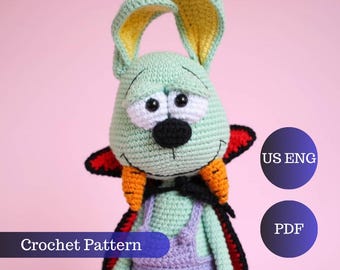 Halloween Crochet bunny PATTERN. Funny vampire rabbit toy. Amigurumi Digital Pdf US terminology