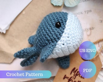 CROCHET PATTERN Baby Humpback Whale / Amigurumi Ocean Animals / Mini Amigurumi / Crochet Keychain Pattern