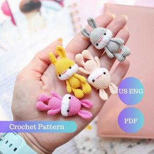 Mönster för virkad miniatyrkanin - Enkel handledning för amigurumikaniner på amerikansk engelska - PDF