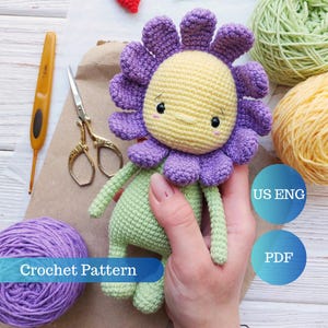 Adorable Crochet Flower Doll Pattern - Cute Amigurumi - PDF