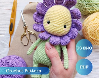 Mönster för söt virkad blomdocka - Söt Amigurumi - PDF