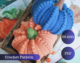 Crochet Pumpkin PATTERN. DIY Tutorial Ideas Step-by-Step. US English Digital pdf