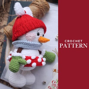 Amigurumi Snöflickemönster | Virkad Snögubbe med Mössa, Snöre, Vantar