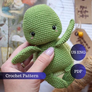 Schema per giocattolo all&#39;uncinetto Tartaruga. Amigurumi US English Digital PDF