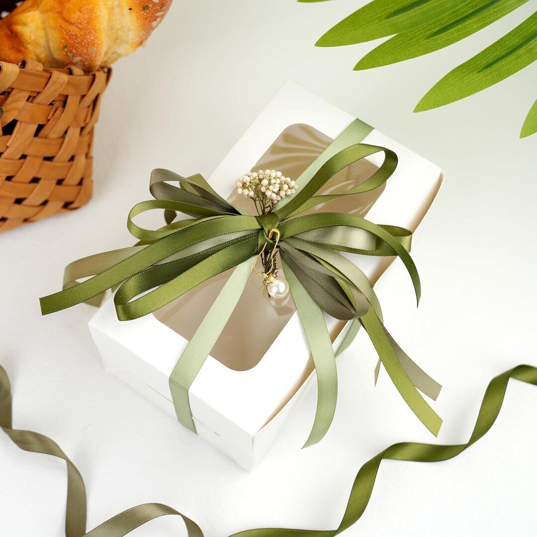 Sage Ribbon Sage Green Ribbon 3/8 Inch Moss Green Satin Ribbon 5 Rolls Sage Ribbon ...