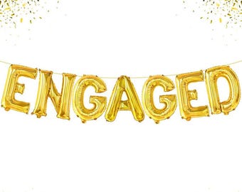 Gold Foil Engaged Balloons Letter 16 Inch Engagement Balloons for Engagement Party Decorations Party Decorations Engagement Party Balloons