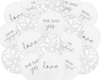 36Pcs Engagement Party Balloons He Ask, SHE SAID Yes we are Engaged Balloons Love Shape Paper Scraps Balloons for Engagement