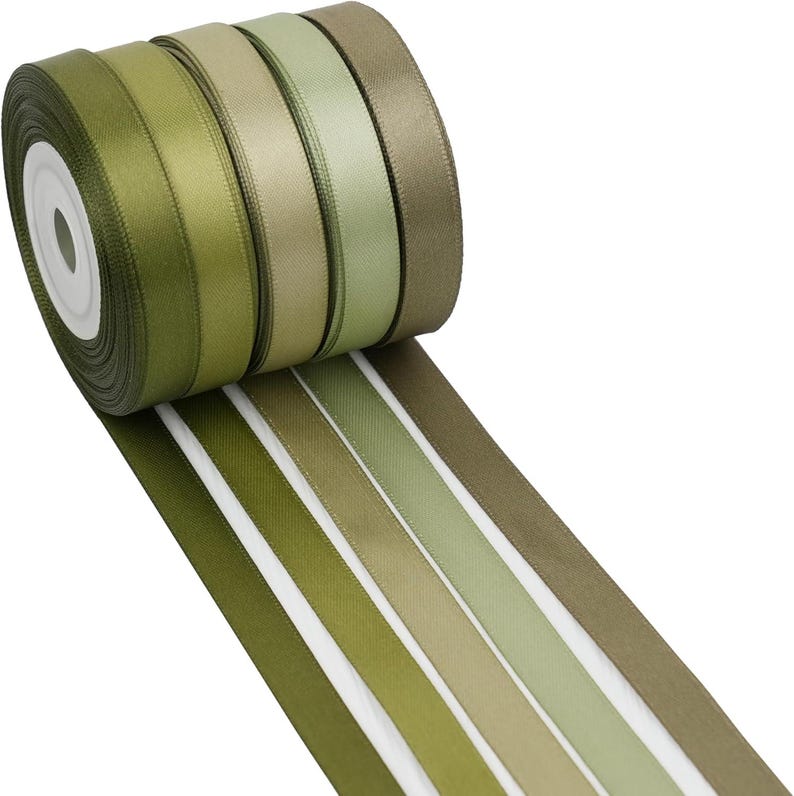 Sage Ribbon Sage Green Ribbon 3/8 Inch Moss Green Satin Ribbon 5 Rolls Sage Ribbon ...