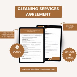Cleaning Services Agreement Template By Right Strategies • 2-Page Cleaning Business Contract • Cleaning Service Forms v Commercial Cleaning