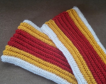 Kansas City Chiefs Handmade Scarf made with very soft yarn in red, gold and white.  Perfect for any outside event.  Great gift idea.