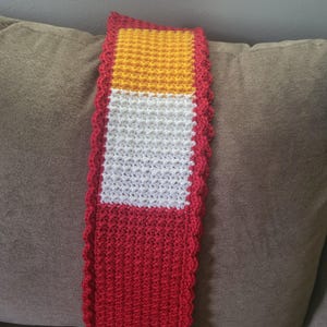 Kansas City Chiefs Scarf made with warm and soft yarn.  Celebrate Football Season and your favorite team!  Handmade.  Great gift idea.