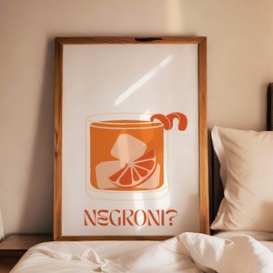 Negroni Art Print, Negroni Lover Print, Bar Cart Decor, Negroni Spritz Poster, Retro Alcohol Sign, Kitchen Wall Art, Retro Bar Print