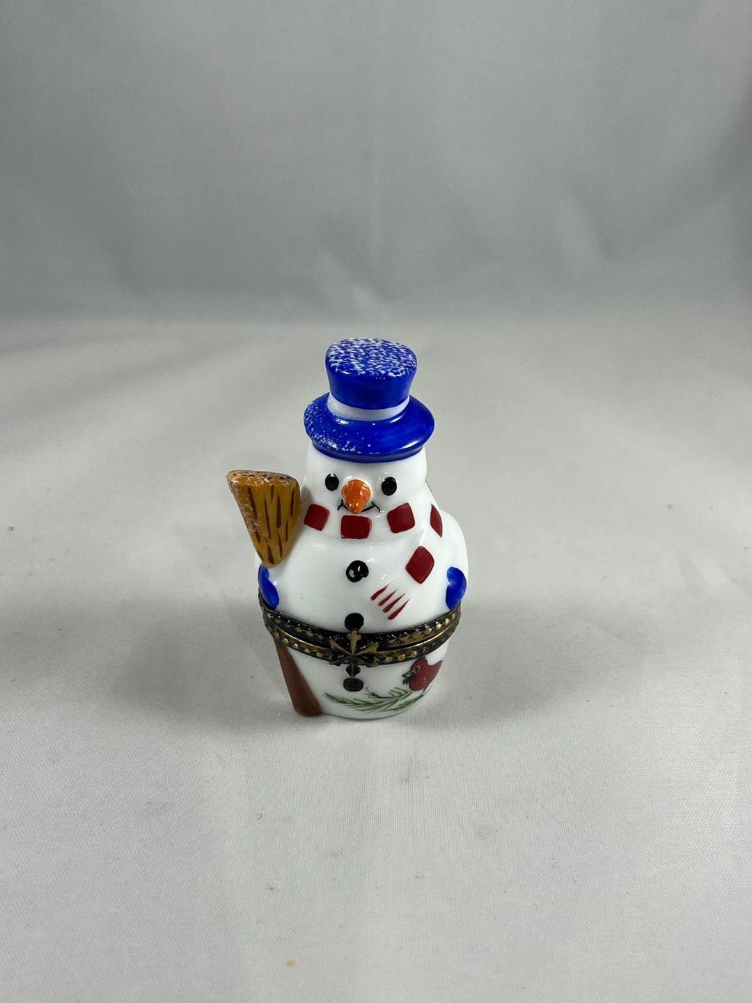 Limoges France Peint Main LD Rochard Porcelain 3 Nesting Snowman