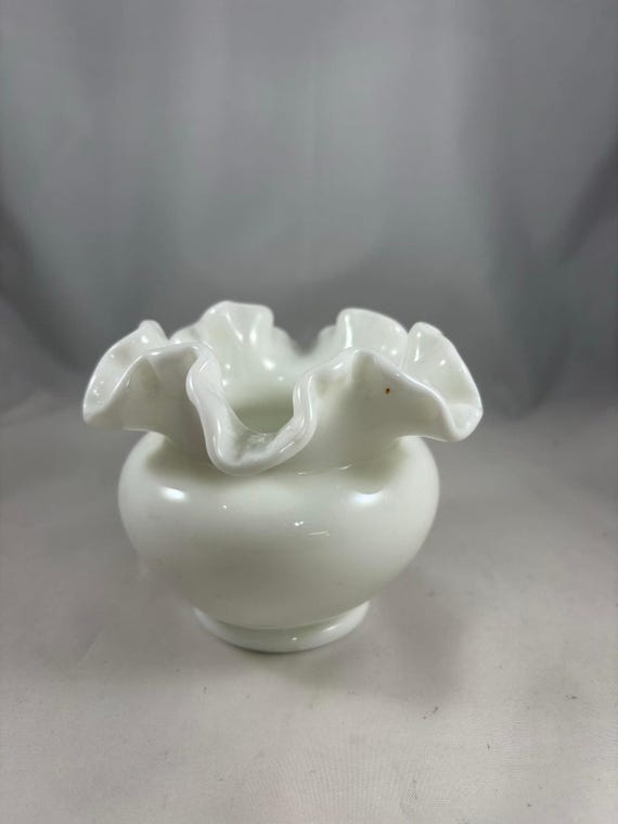 ビンテージ ピンク　ガラスボウル ダブルフリル フェントン ビンテージ ピンク ガラスボウル ダブルフリル フェントン