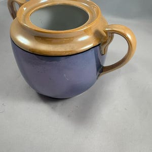 1940s Japanese Takito TT Porcelain Lusterware Sugar Bowl NO Lid Peach/Blue