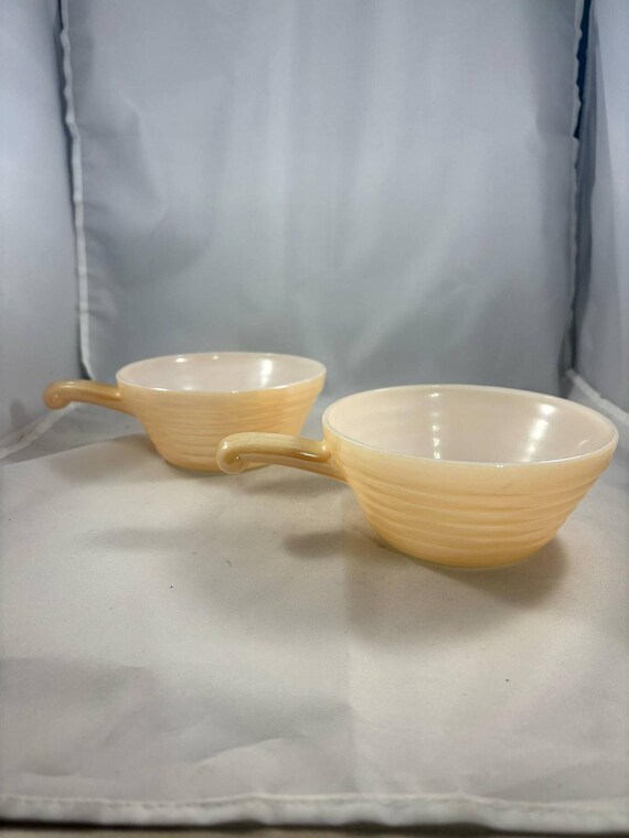 Vtg Set of 2 Anchor Hocking Fire King Peach Lustre Soup Bowls W