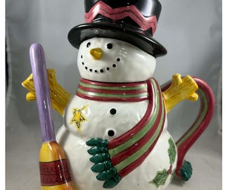 Vintage-utgången Sweet Shoppe jultema i keramik med snögubbe av Sango