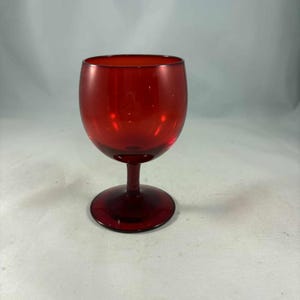 Vintage Ruby Red Pressed Glass Cordial Dessert Glass