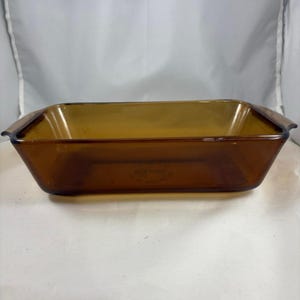 Vtg Anchor Hocking Fire King 1 QT #441 Amber Brown Loaf Baking Glass Pan