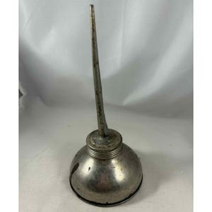 Vtg Silver Colored Metal Thumb Pump Oil Can