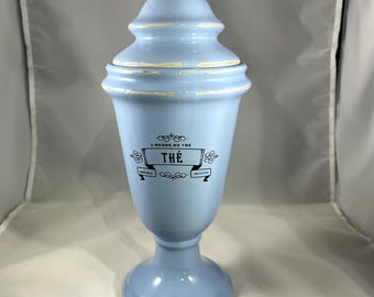 Vintage Blue Tea Canister Jar w/Lid