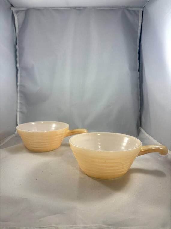 Vtg Set of 2 Anchor Hocking Fire King Peach Lustre Soup Bowls W