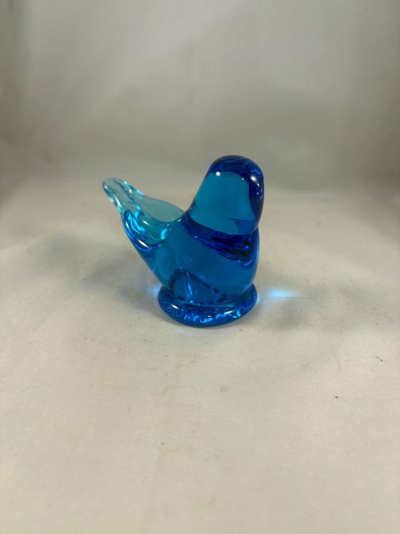 2009 Signed Leo Ward Glass Blue Bird - Etsy