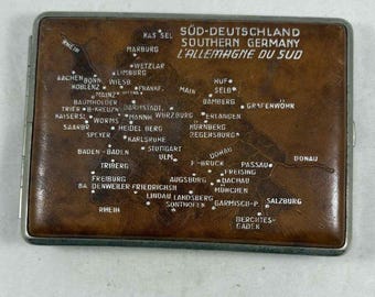 Vintage US Zone OCCUPATION GERMAN Brass Embossed Map Cigarette Case 6159/21 