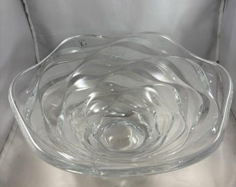 Vtg Cristal D'Arques Cresendo LG Crystal Centerpiece Bowl by JG Durand