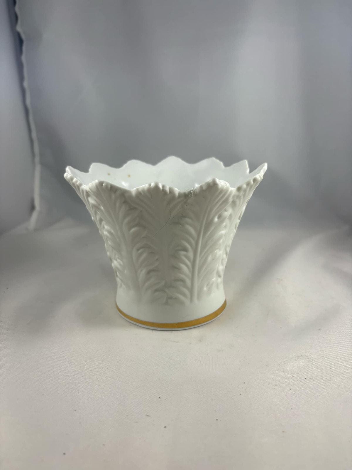 Lefton China Porcelain Hand Painted Floral Bisque W/gold Bottom