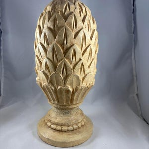 Vtg Carved Wood Finial Pinecone Pineapple Artichoke