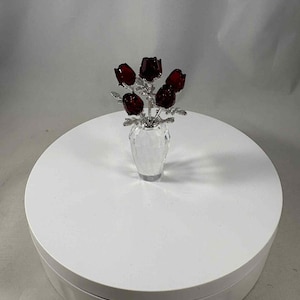 Retired Flower Dream Collections Crystal Bouqet of Red Roses in Vase x Swarovski