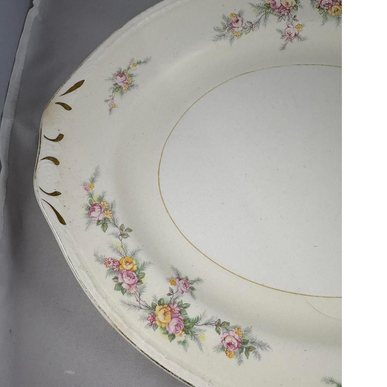 5945◆アンティーク長襦袢毱薬玉折鶴花尽くしレトロ可愛いチャーミング Vtg Homer Laughlin Eggshell Georgian Serving Platter Countess