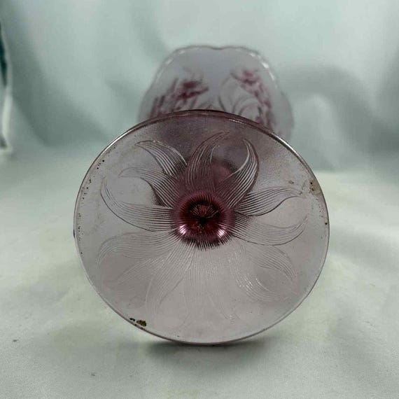 Vtg Fenton Art Glass Dusty Rose Pink/purple Daffodil Vase 95th
