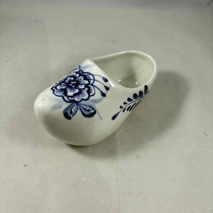 Vtg Delft Porcelain/Ceramic Holland White/Blue Dutch Shoe/Clog