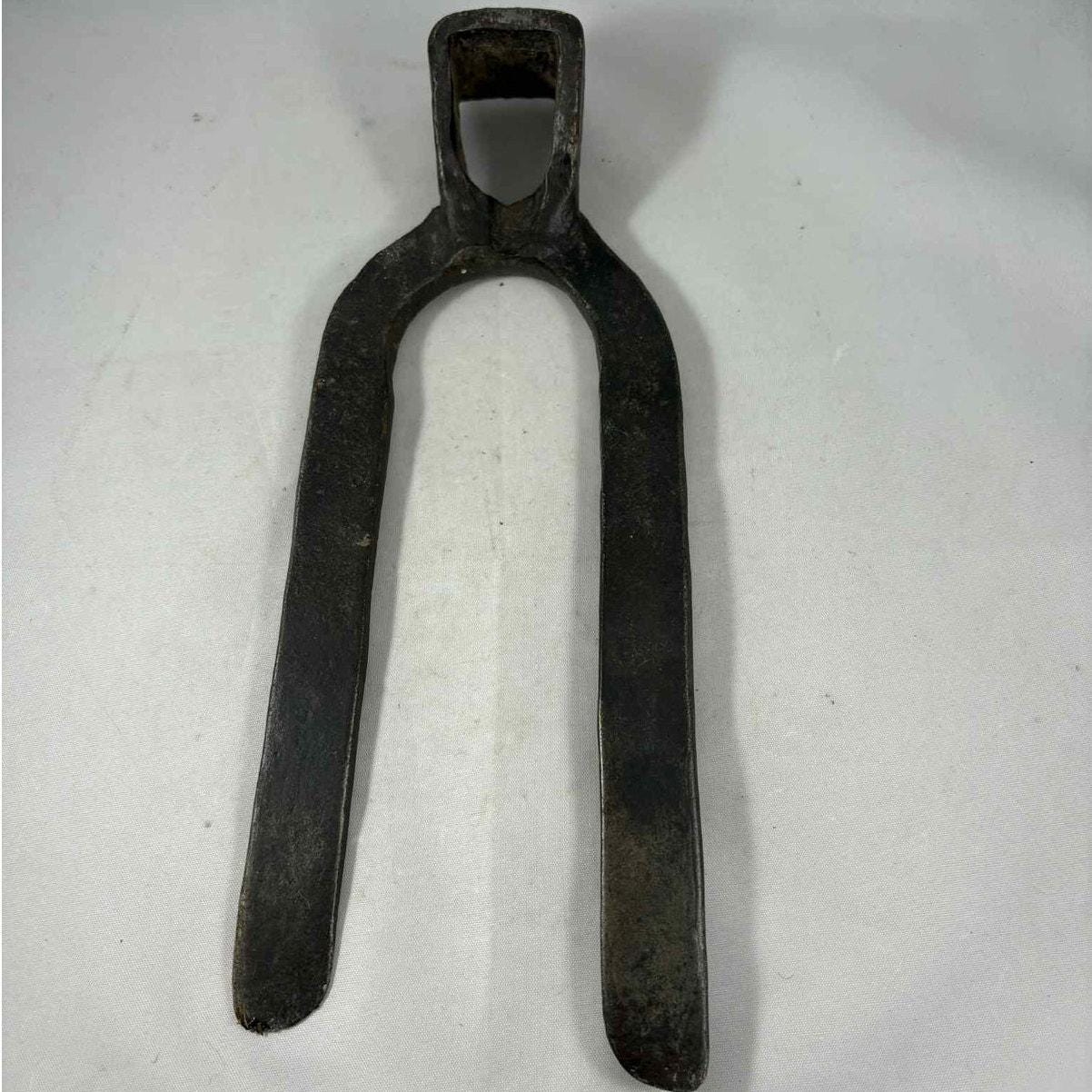 Antique Primitive Hand Forged Iron Tool of Forked Hoe Head/large