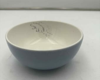 ヴィンテージ フェントン ブルー/ホワイト ローズボウル サテンガラス