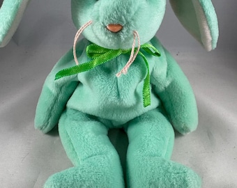 Colección de muñecos Beanie Babies de la colección Vtg de Ty: conejo verde Hippity