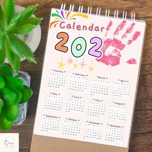 2025 handafdrukkalender, afdrukbare handafdruk ambachtelijke bundel, handafdruk voetafdruk kunst voor kinderen, kinderen baby peuter, baby peuter geheugen aandenken