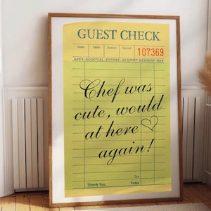 Funny Chef Guest Check Print: Retro Kitchen Wall Art (Digital Download)