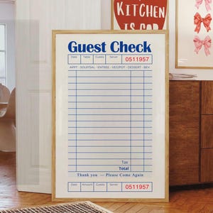 Blank Guest Check Art Print Trendy Wall Art Guest Check Print Guest Check Wall Art Blank Gift Wall Art Housewarming Modern Kitchen Wall Art