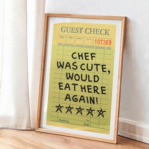Chef Was Cute Print, Sztuka ścienna do kuchni, Chef Was Cute Zjadłbym tu ponownie, Wystrój domu, Sztuka ścienna do jadalni, Cytaty kuchenne, Sztuka ścienna