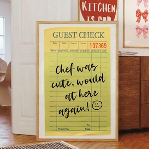 Lámina "El Chef Era Lindo", Arte de pared para cocina, "El Chef Era Lindo, Volvería a comer aquí", Decoración del hogar, Arte de pared para comedor, Frases de cocina, Láminas de arte de pared