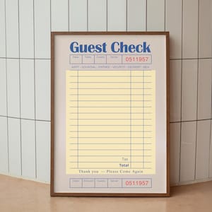 Blank Guest Check Poster: Trendy Preppy Wall Art (Digital Download)