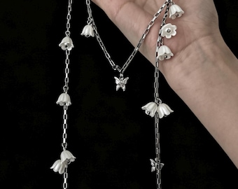 Lange Halskette mit kleinem Gänseblümchen im Fairycore-Y2K-Ästhetik-Cottagecore-Stil