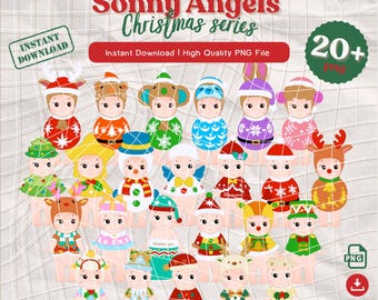 Paquete PNG de ángel navideño Sonny, PNG festivo, descarga digital
