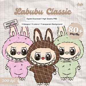 Pack van 81 Labubu PNG, Labubu-bundel png, Labubu SVG, Labubu Sticker Png Svg, Afdrukbestand, Printen en knippen, Commercieel gebruik, Digitale download