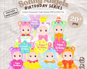 20+ Cute Sonny Angel Birthday PNG SVG, Kawaii Party Clipart, Digital Download, Commercial Use
