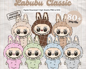 Pack of 81 Labubu PNG, Labubu Bundle Png, Labubu SVG, Labubu Sticker Png Svg, Print File, Print-and-Cut, Commercial Use, Digital Download